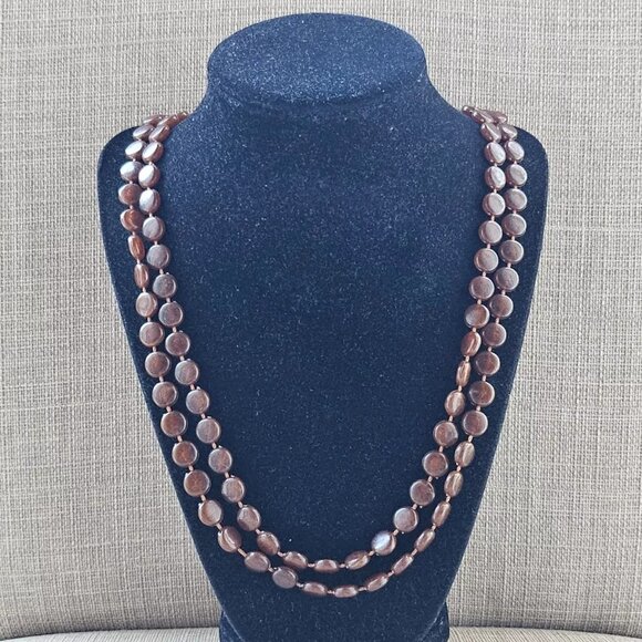 Women Necklace Brown Plastic Beads Long Necklace Fashion Jewelry Unbranded - Picture 7 of 11